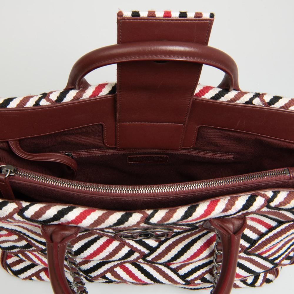 CHANEL Tote Bag in Multicolored Stripes Cotton Canvas For Sale 1