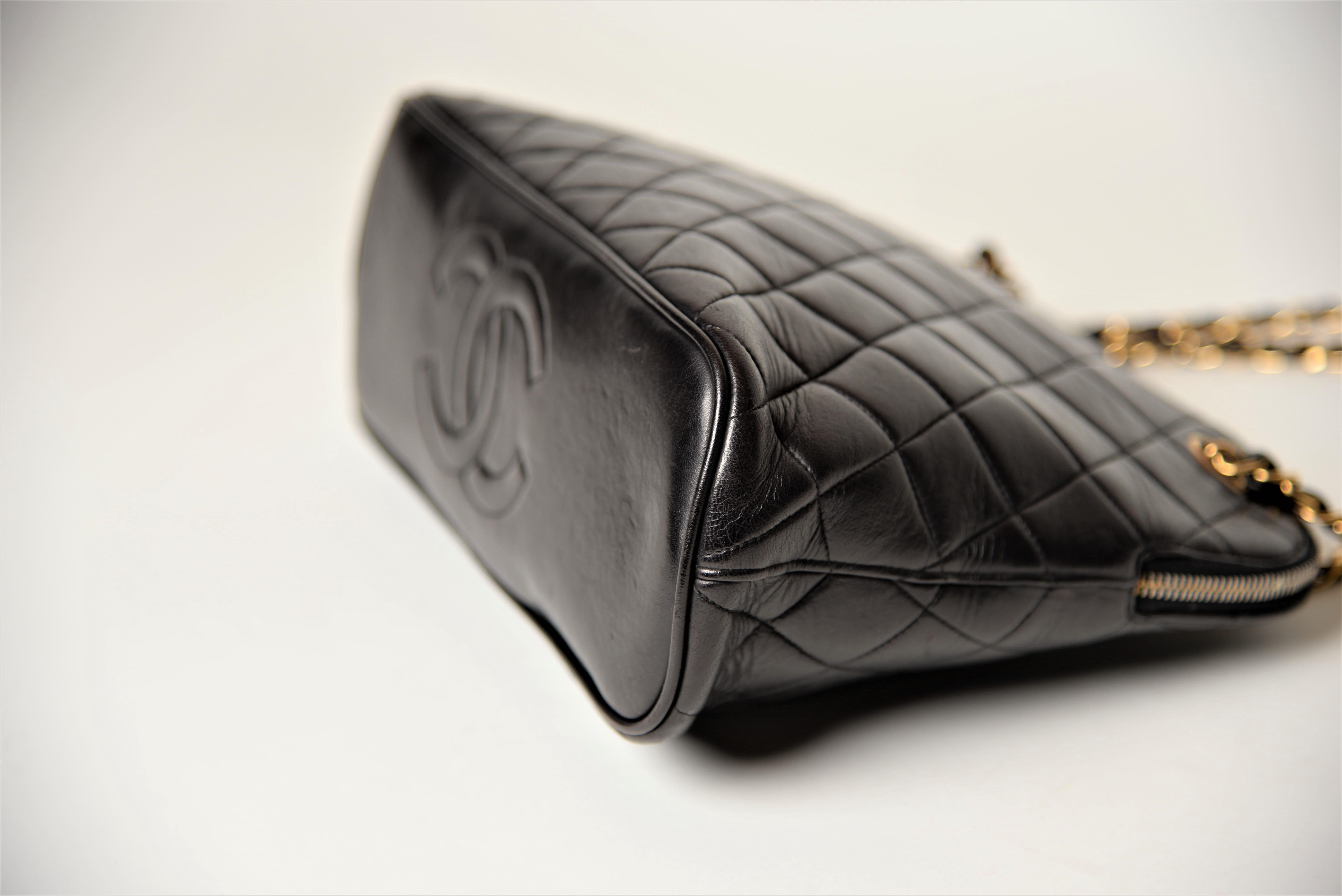 Chanel Tote Bag Vintage Black Lambskin  6