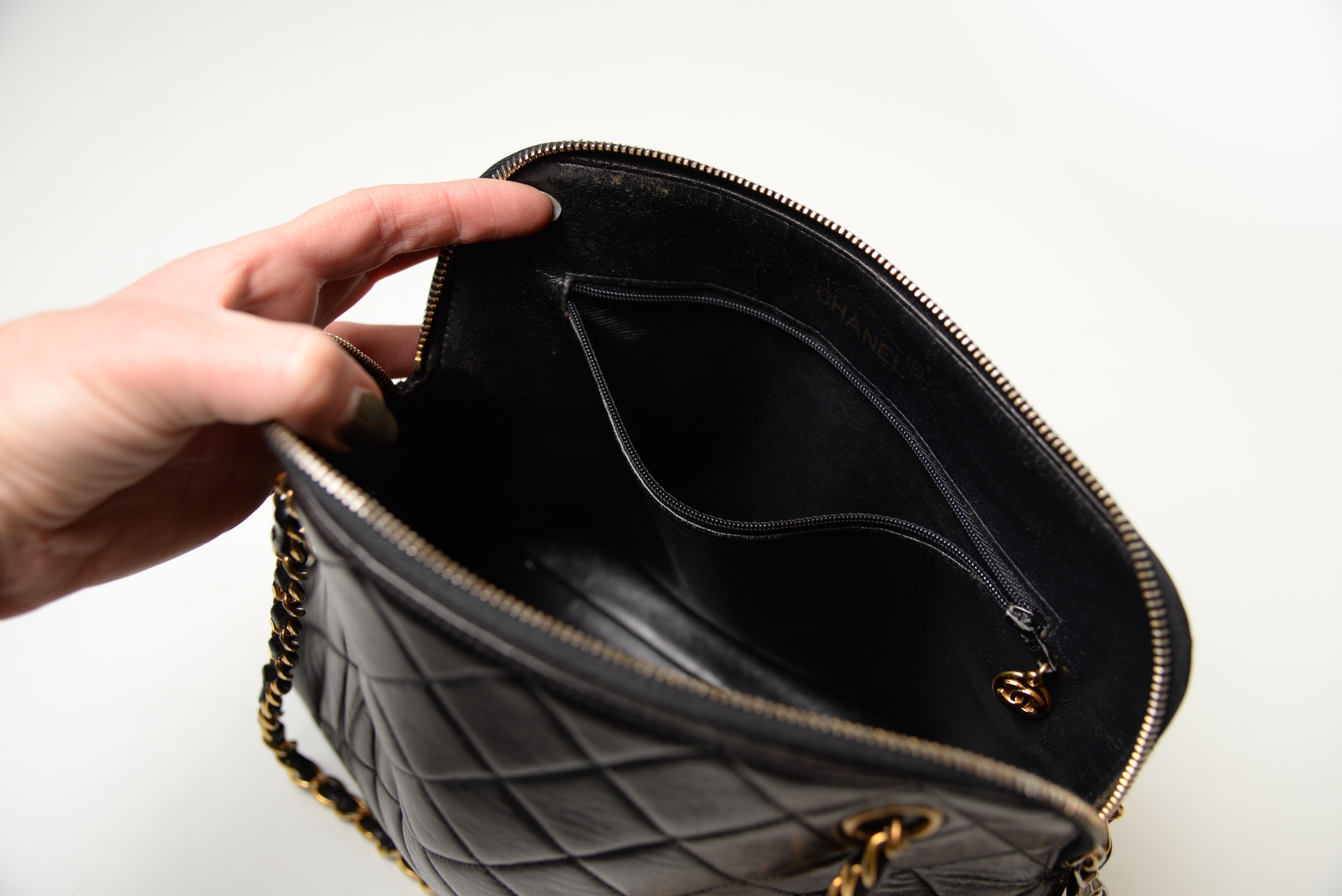 Chanel Tote Bag Vintage Black Lambskin  10