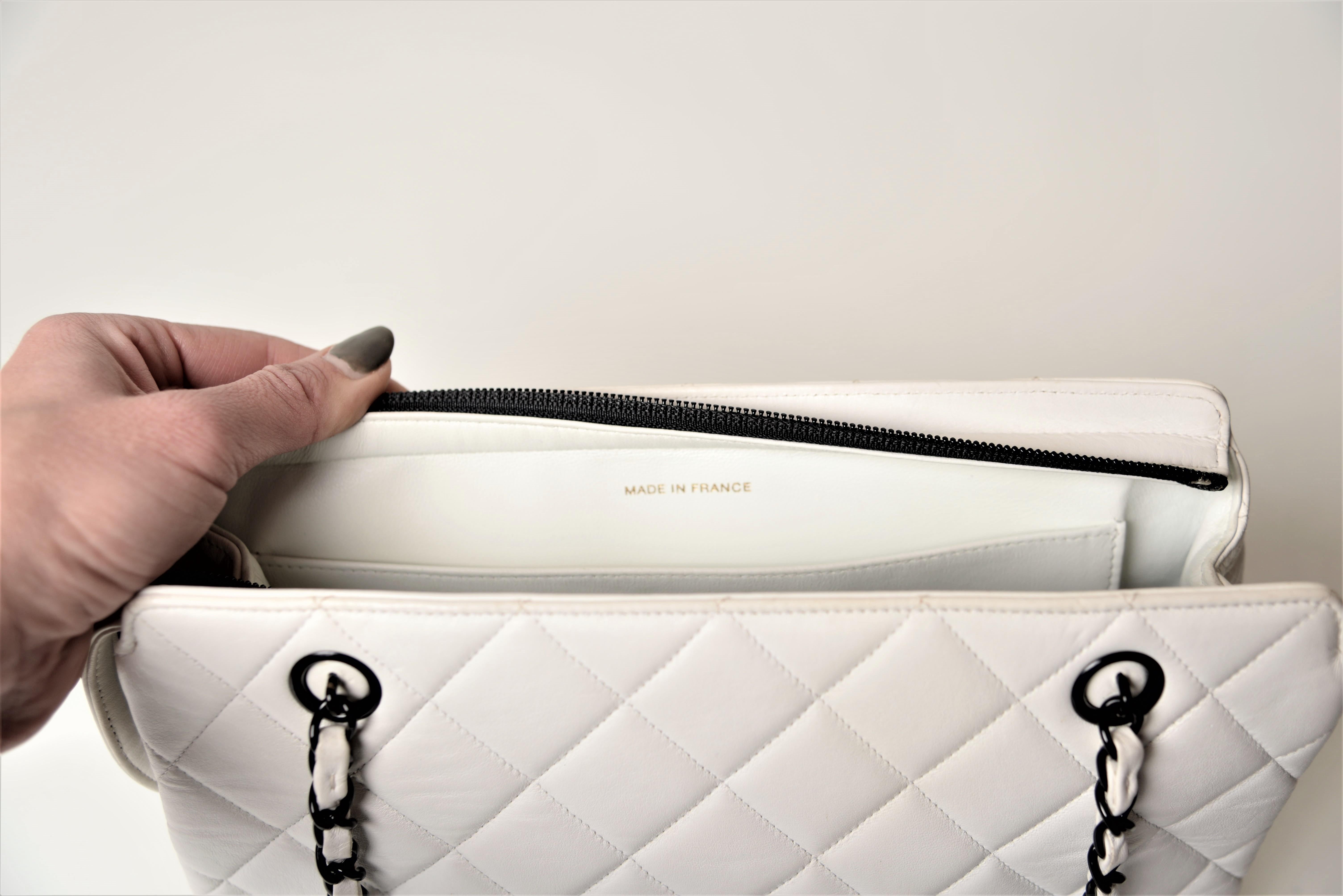 Chanel Tote Bag Vintage White Lambskin  6