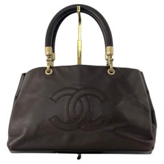 CHANEL Tote Top Handle Brown Caviar Leather Handbag 2003–2004