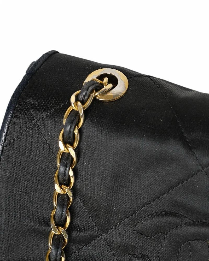 Chanel Bandoulière CC Satin Vintage Noir en vente 5