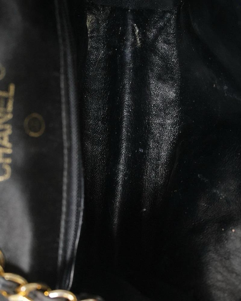 Chanel Bandoulière CC Satin Vintage Noir en vente 11