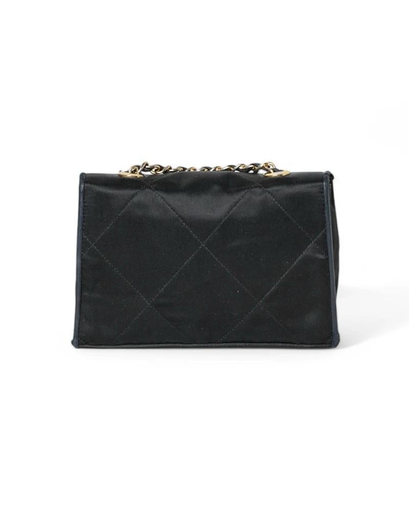 Chanel Bandoulière CC Satin Vintage Noir Bon état - En vente à Torre Del Greco, IT
