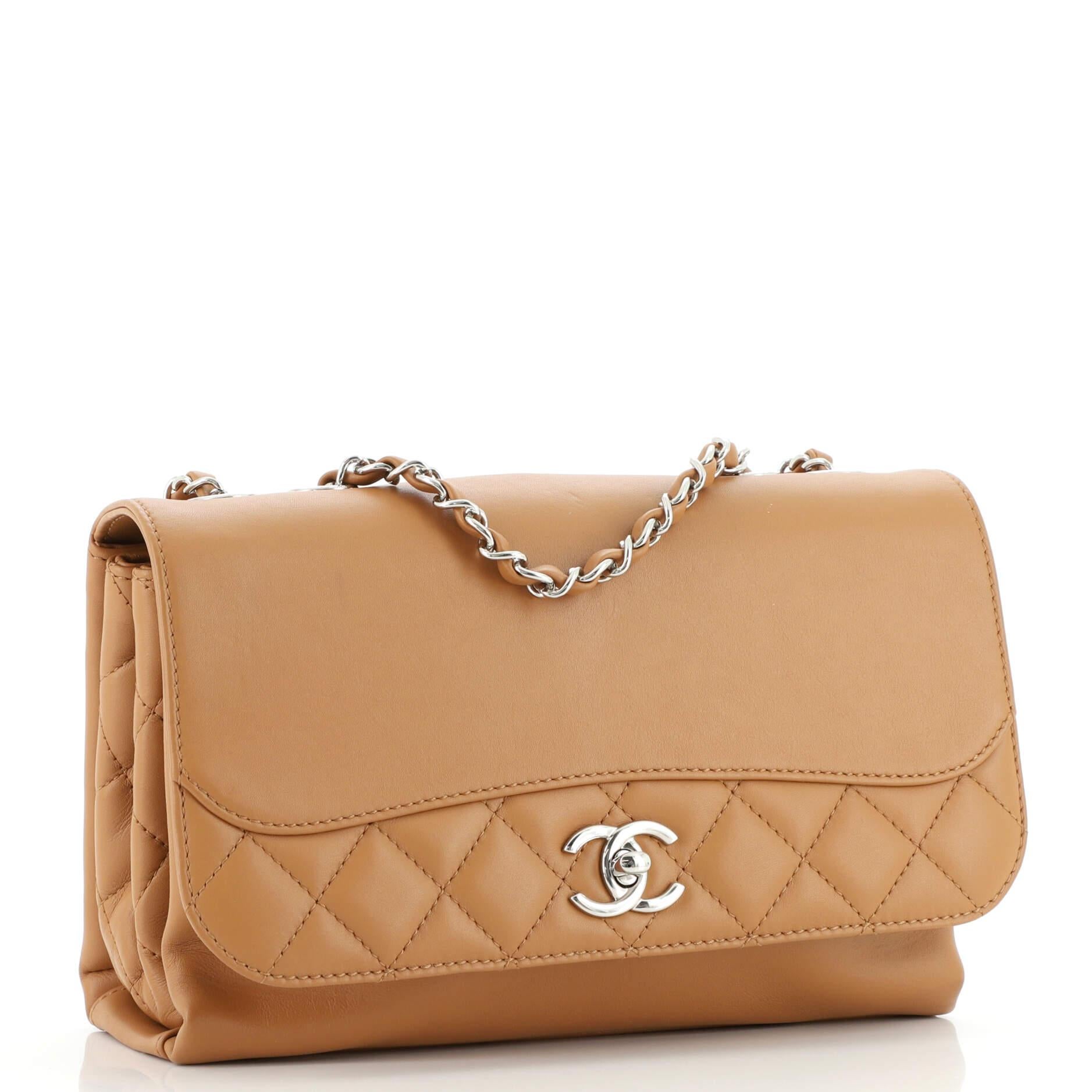 Brown Chanel Tramezzo Flap Bag Calfskin Medium