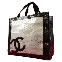 Chanel Translucent Clear Naked Cc Perforated Jumbo 215436 Black X White Vinyl 