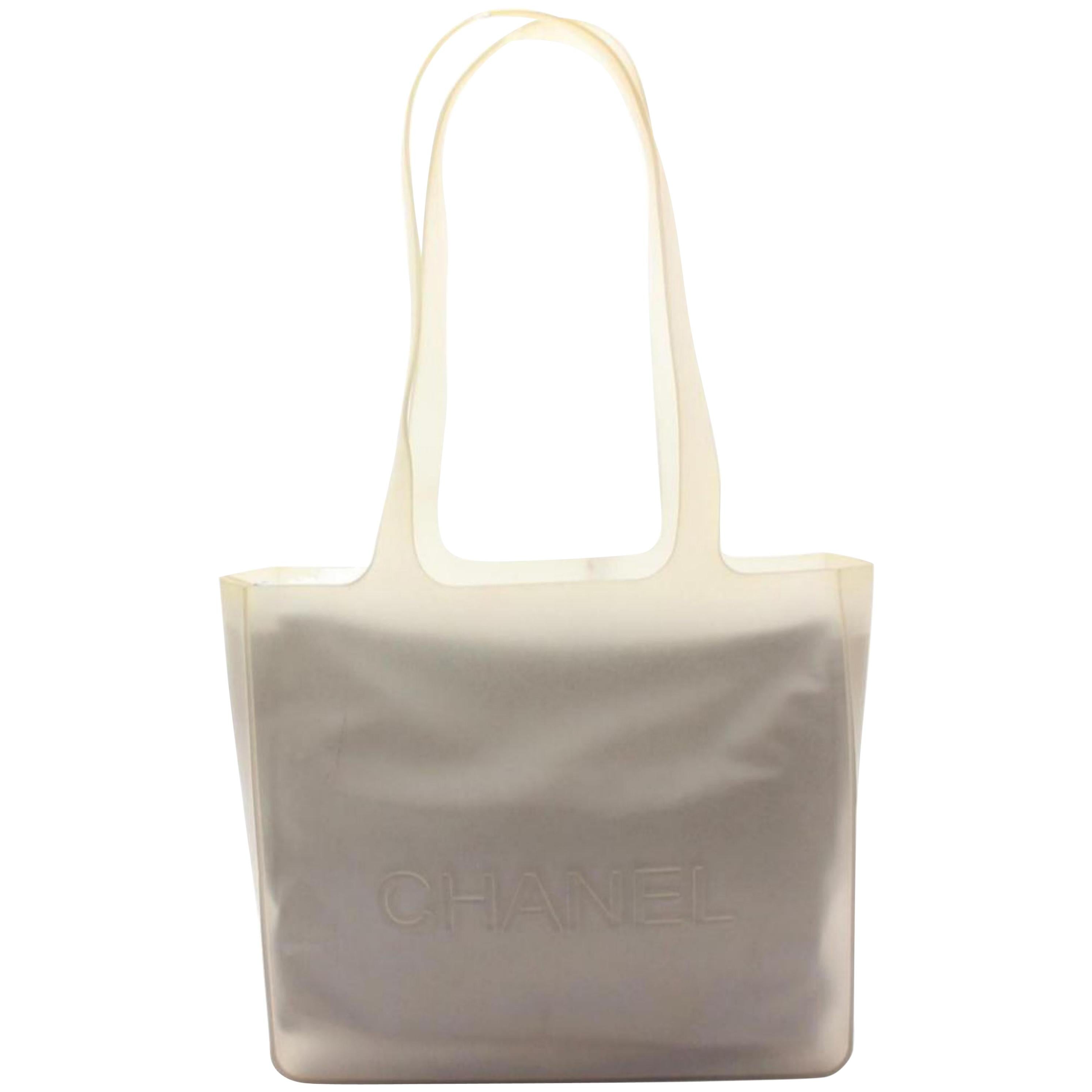Chanel Translucent Naked Jelly Tote 870004 Gray Polyurethane Shoulder Bag For Sale