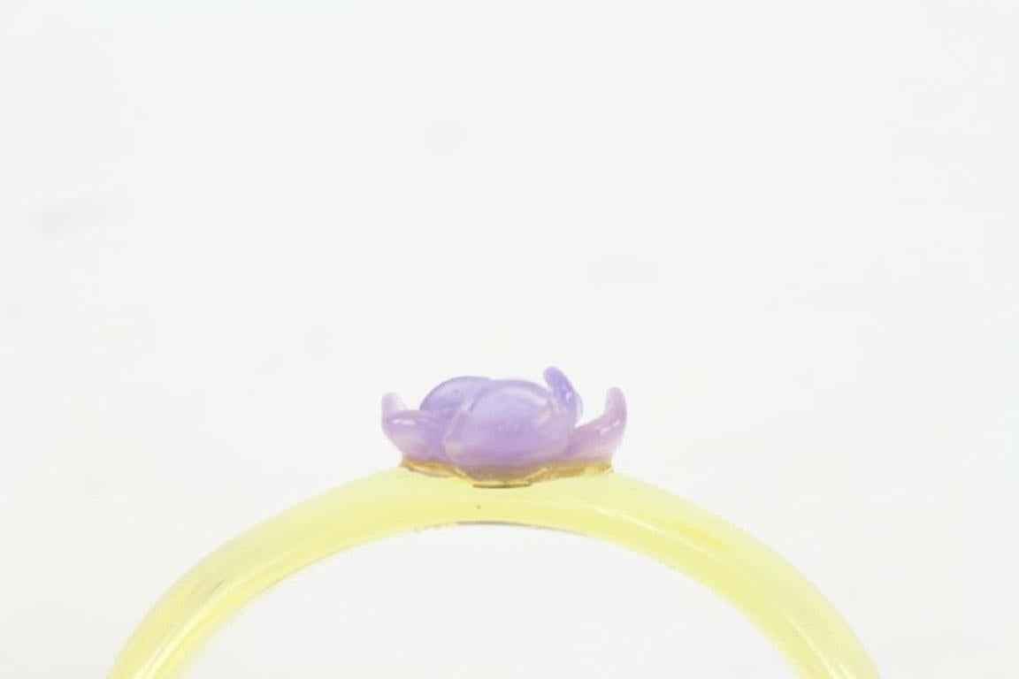 Yellow Chanel Translucent x Purple 01P Camellia Rose Flower Bangle Bracelet 830ca32 For Sale