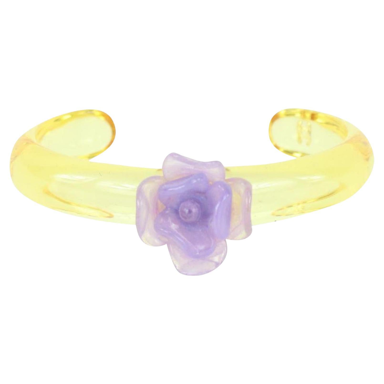 Chanel Translucent x Purple 01P Camellia Rose Flower Bangle Bracelet 830ca32 For Sale