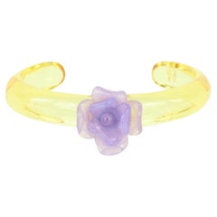 Chanel Translucent x Purple 01P Camellia Rose Flower Bangle Bracelet 830ca32