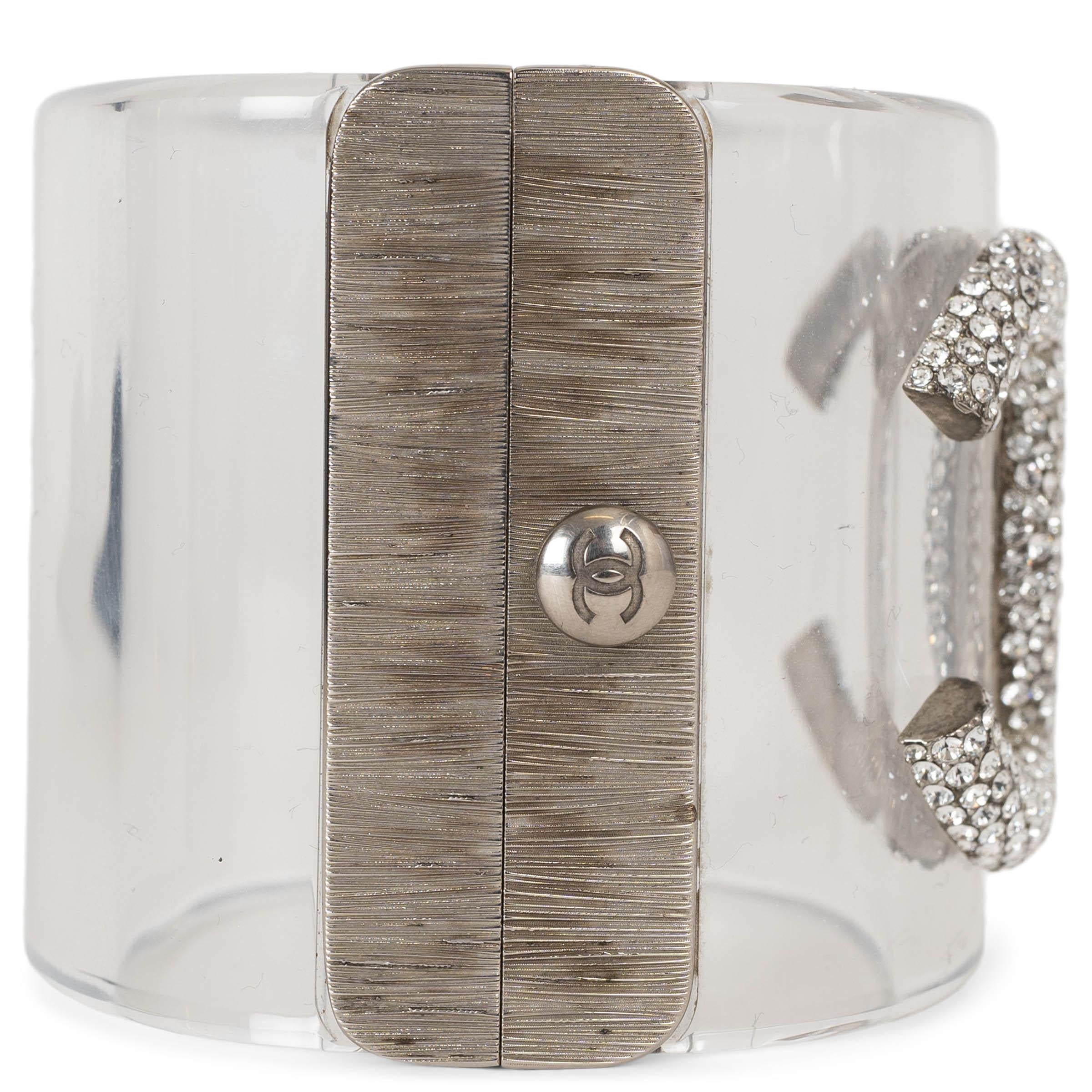 Women's CHANEL transparent 18S CRYSTAL CC LUCITE Cuff Bracelet