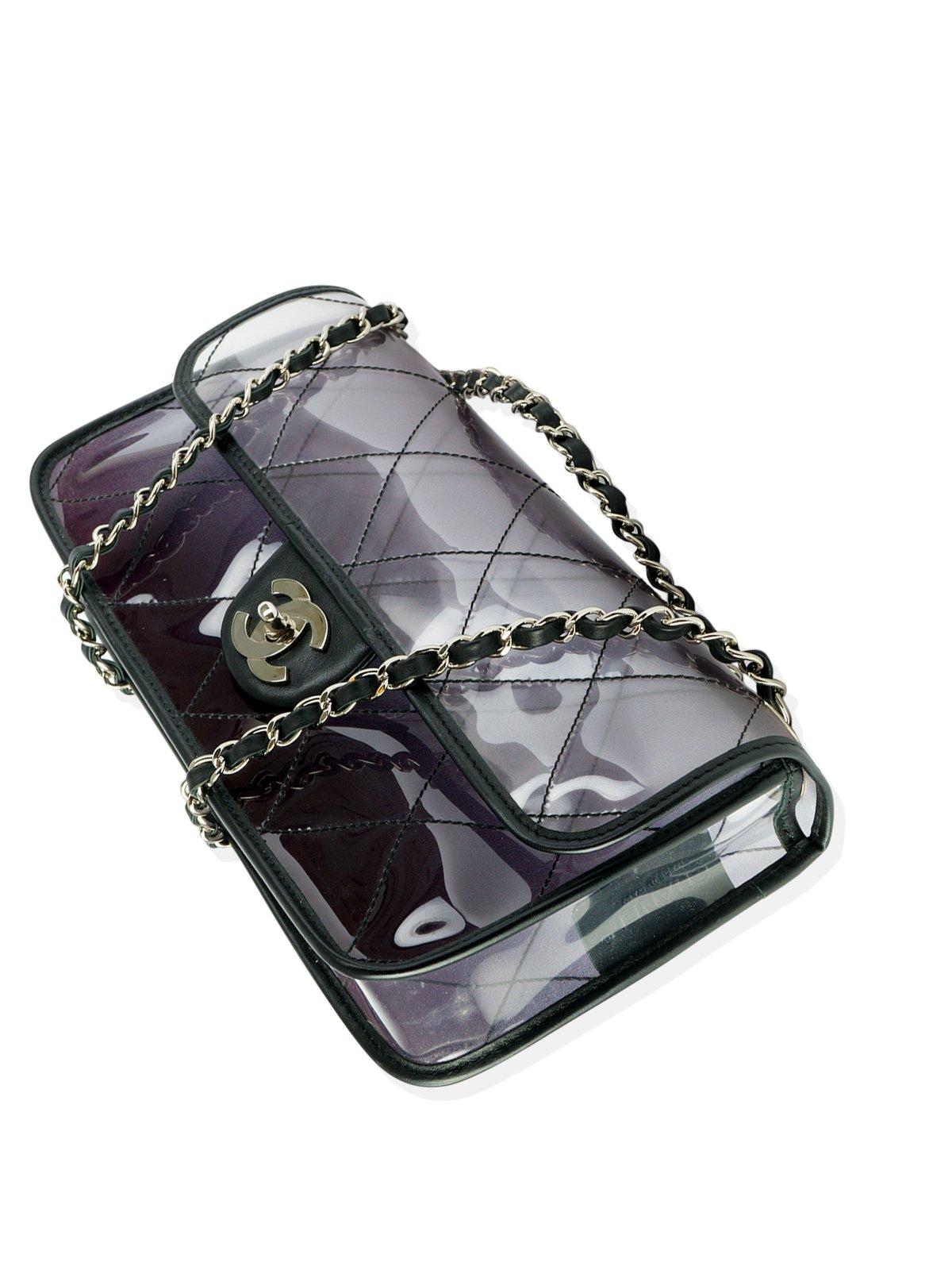 Chanel Transparent Clear Naked Ombre PVC Classic Flap Shoulder Bag For Sale 5
