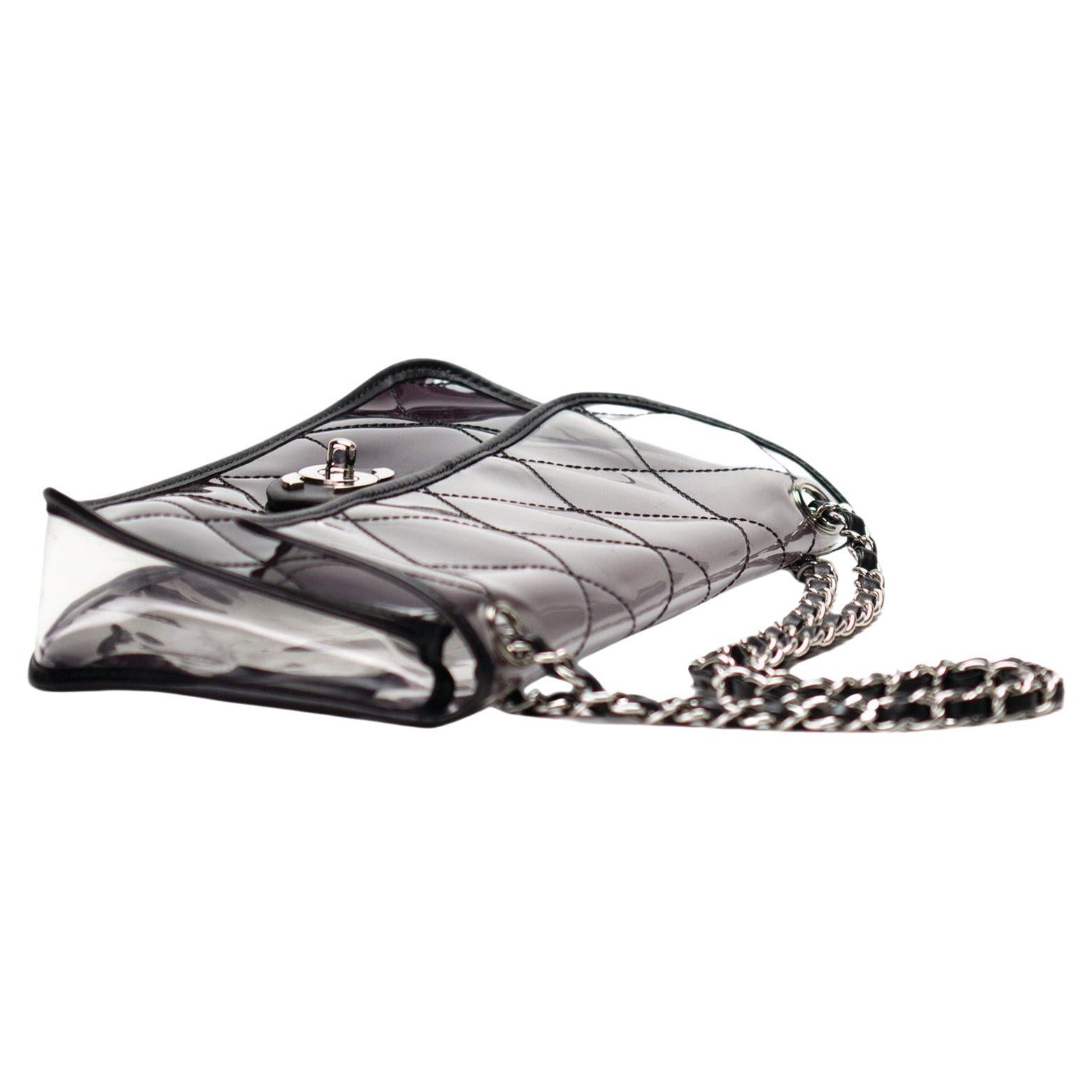 Chanel Transparent Clear Naked Ombre PVC Classic Flap Shoulder Bag For Sale 6