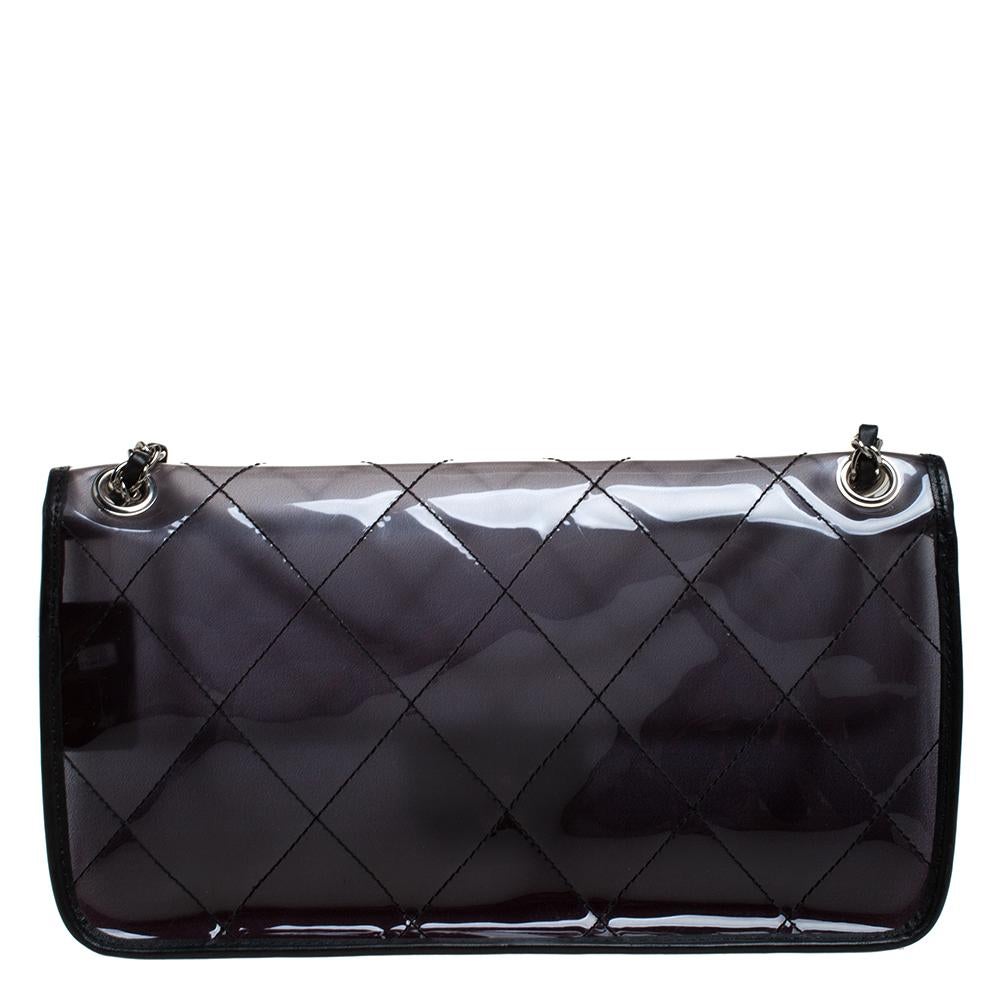 Chanel Transparent Clear Naked Ombre PVC Classic Flap Shoulder Bag For Sale 8