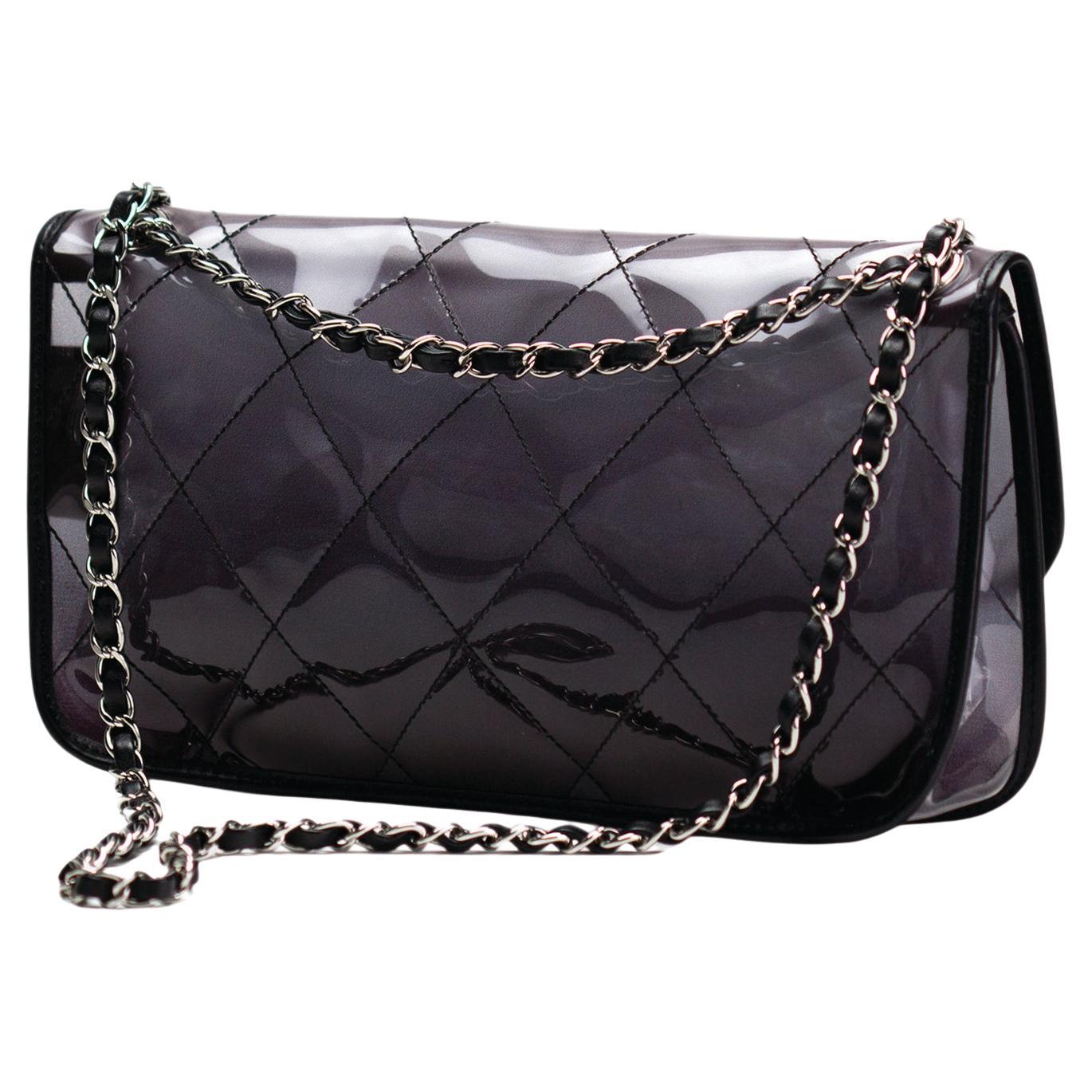 Chanel Transparent Clear Naked Ombre PVC Classic Flap Shoulder Bag For Sale 9