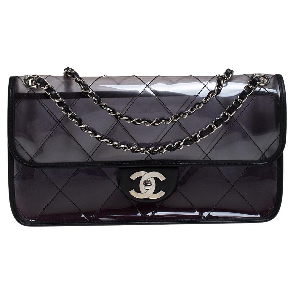 Chanel Transparent Clear Naked Ombre PVC Classic Flap Shoulder Bag In Good Condition For Sale In Miami, FL