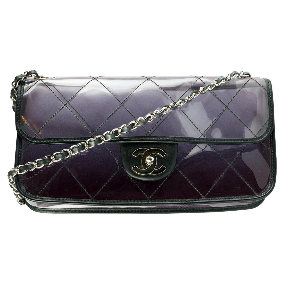 Chanel Transparent Clear Naked Ombre PVC Classic Flap Shoulder Bag For Sale 1