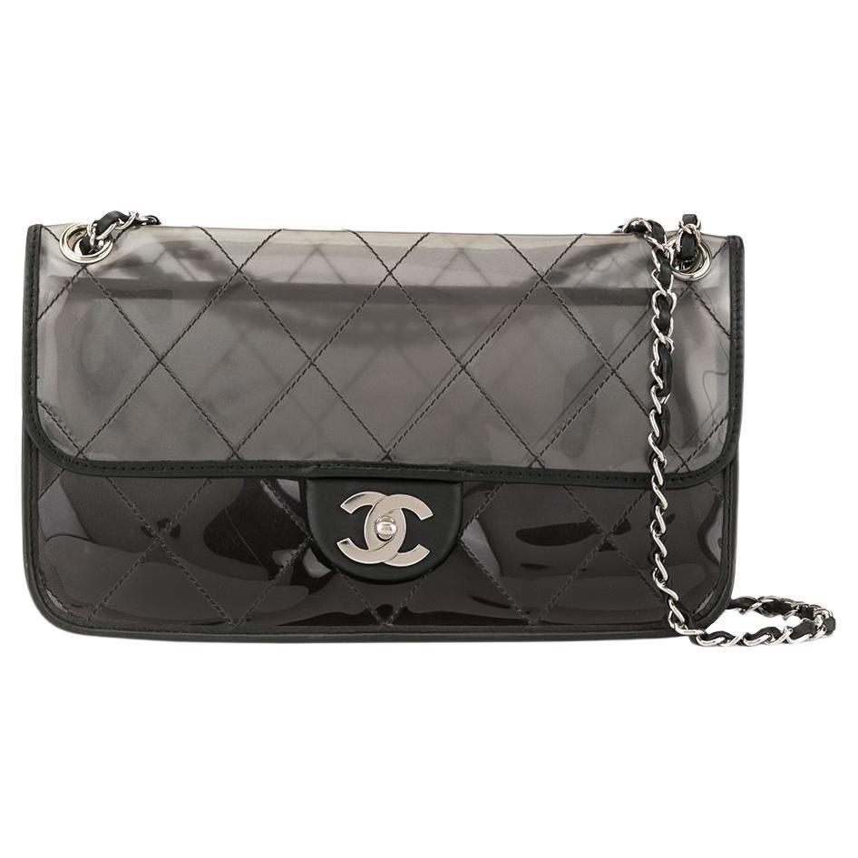 Chanel Transparent Clear Naked Ombre PVC Classic Flap Shoulder Bag For Sale