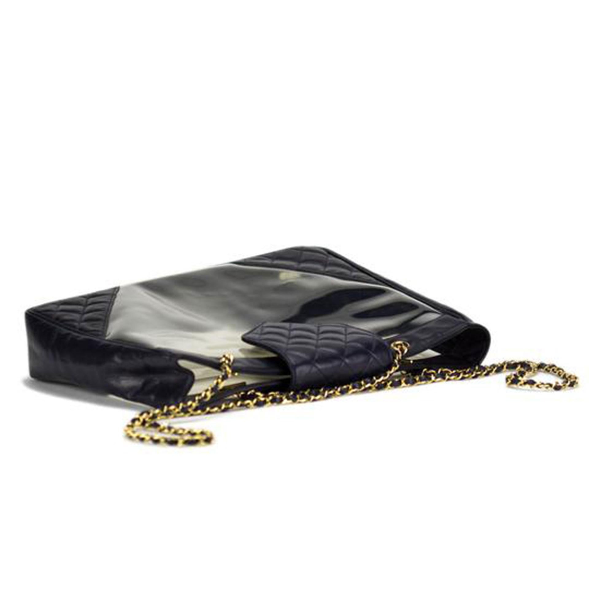 Chanel Transparent Clear Vintage PVC See Through XL Tote For Sale 1