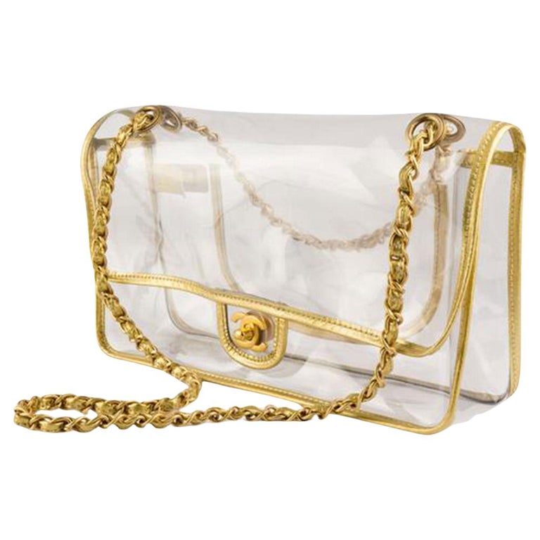 Chanel Vintage Clear Quilted Vinyl Micro Classic Single Flap Bag