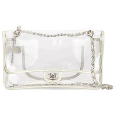 Chanel Transparent Naked Classic Silver Vintage Flap Bag