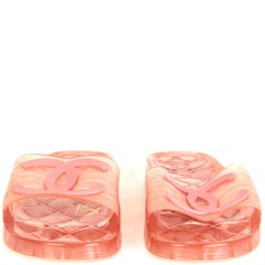 CHANEL transparent pink CC JELLY SLIDES Sandals Shoes 38