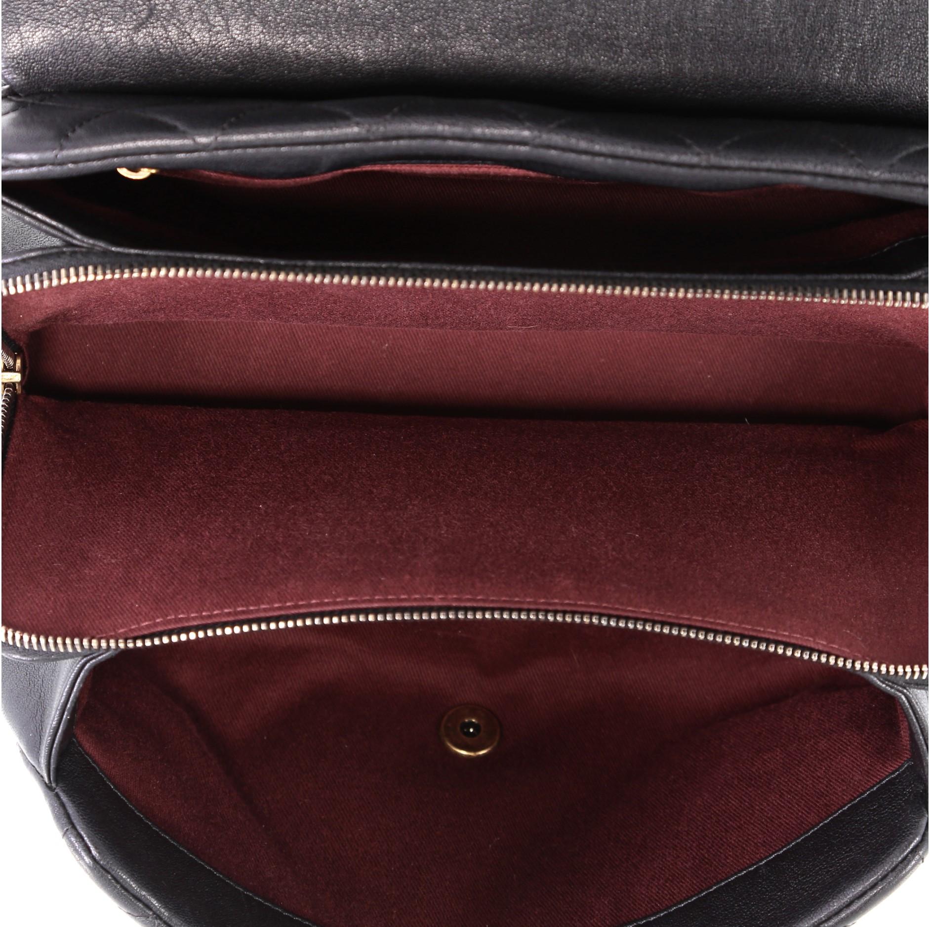 Black Chanel Trapezio Flap Bag Quilted Sheepskin Large