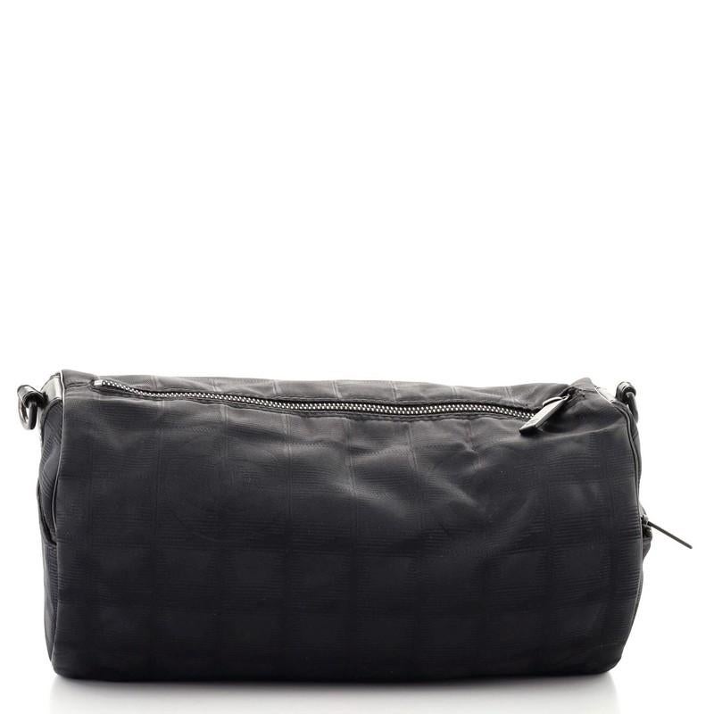 Black Chanel Travel Line Barrel Bag Nylon Small
