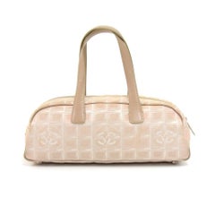 Chanel Travel Line Beige Jacquard Nylon Mini Boston Bag