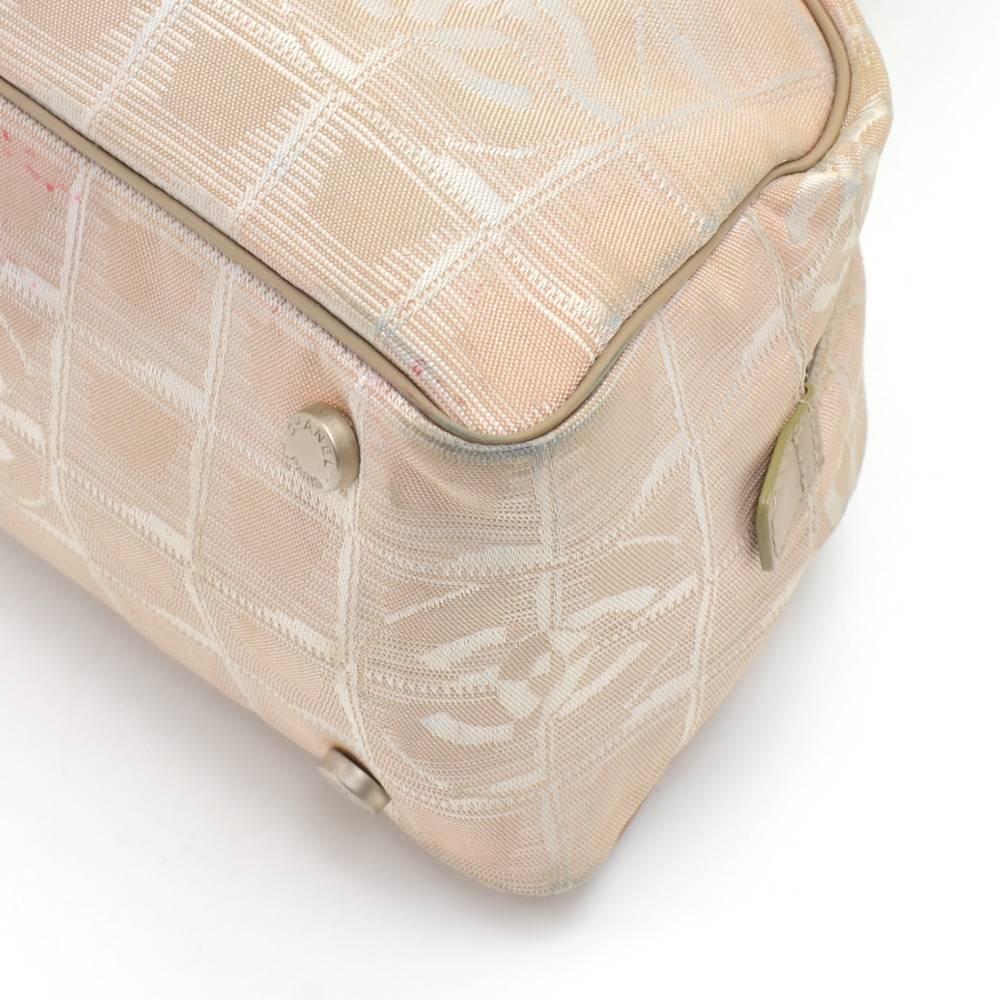 Chanel Travel Line Beige Jacquard Nylon Mini Boston Bag  For Sale 2