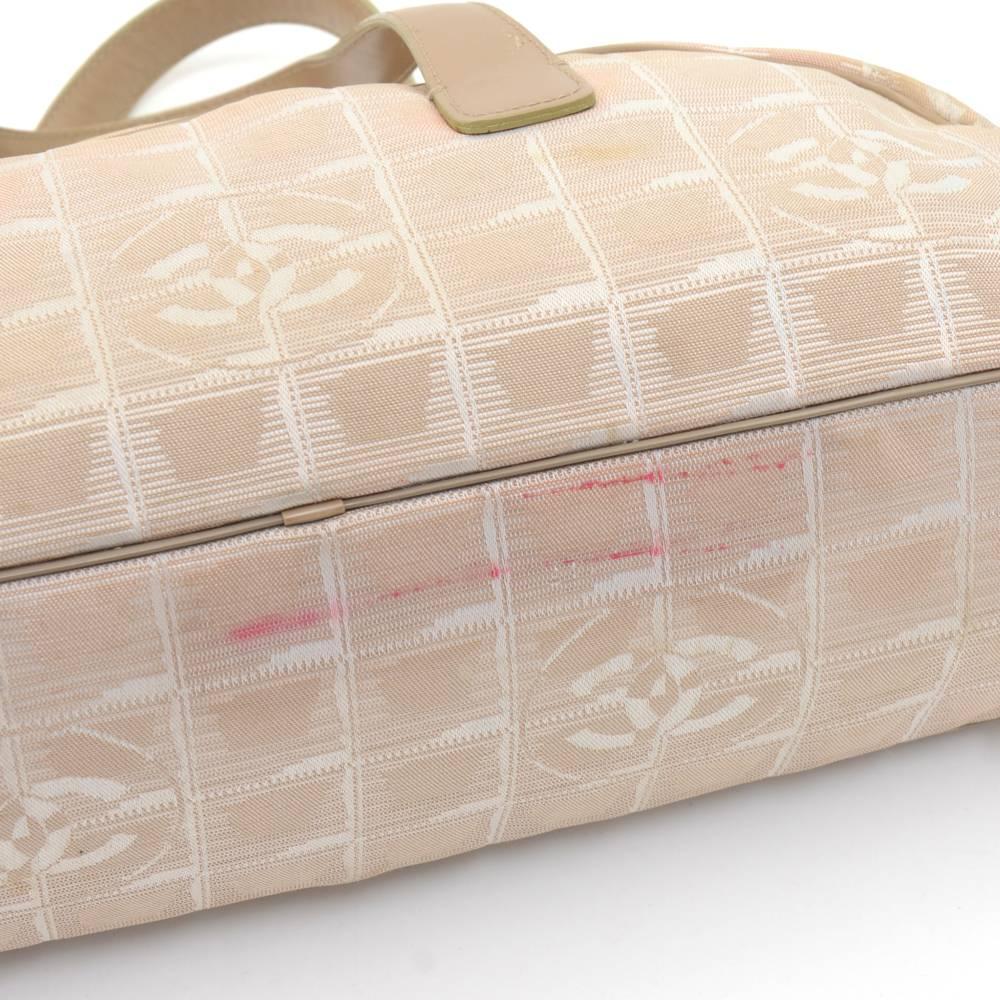 Chanel Travel Line Beige Jacquard Nylon Mini Boston Bag  For Sale 3