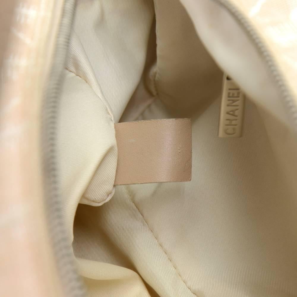 Chanel Travel Line Beige Jacquard Nylon Mini Boston Bag  For Sale 4