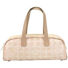 Chanel Travel Line Beige Jacquard Nylon Mini Boston Bag