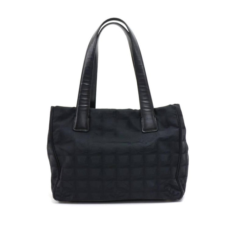 Chanel Beige Leather Nylon Mediun Travel Line Tote Bag Chanel