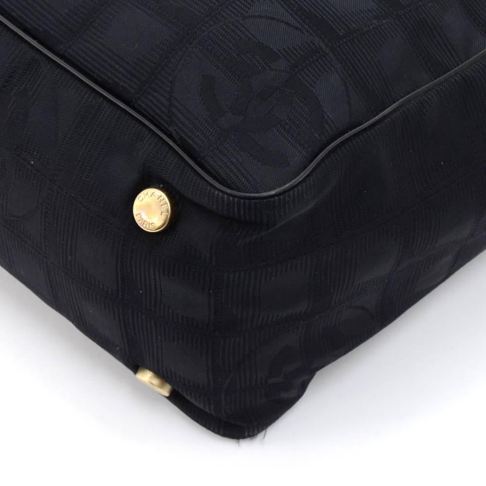 Women's Chanel Travel Line Black Jacquard Nylon Tote Bag  For Sale