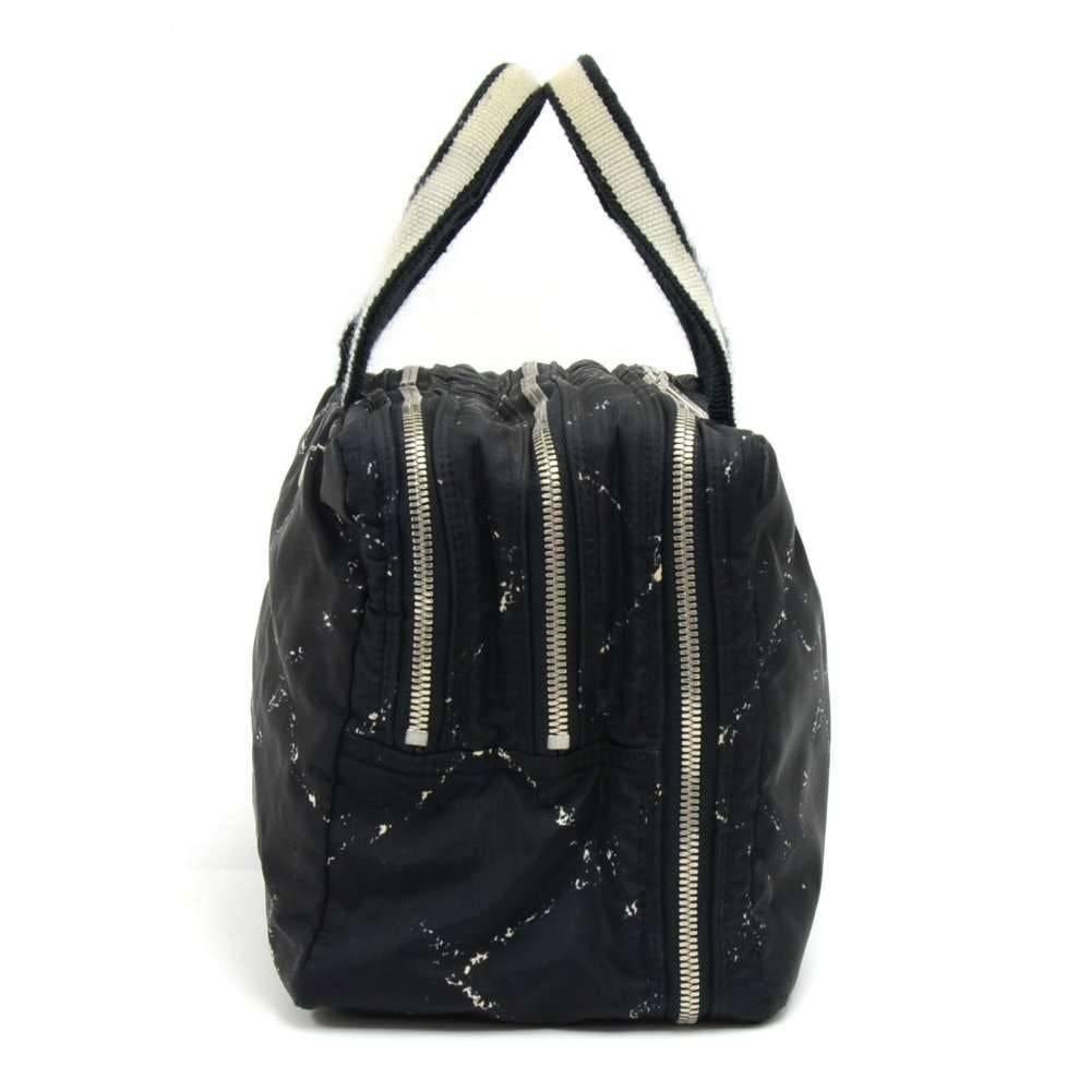 Women's Chanel Travel Line Black x White Nylon Waterproof Hand Bag 