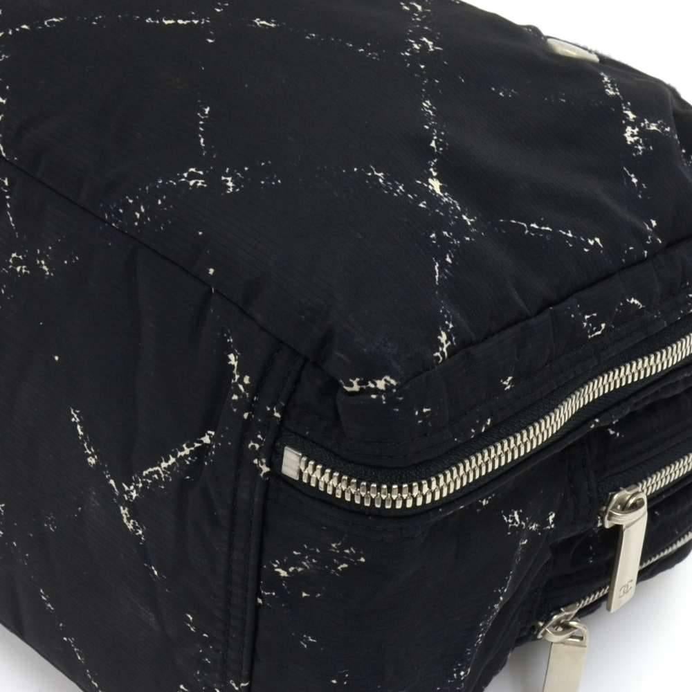 Chanel Travel Line Black x White Nylon Waterproof Hand Bag  3
