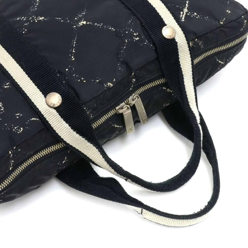 Chanel Travel Line Black x White Nylon Waterproof Laptop Bag For Sale 3