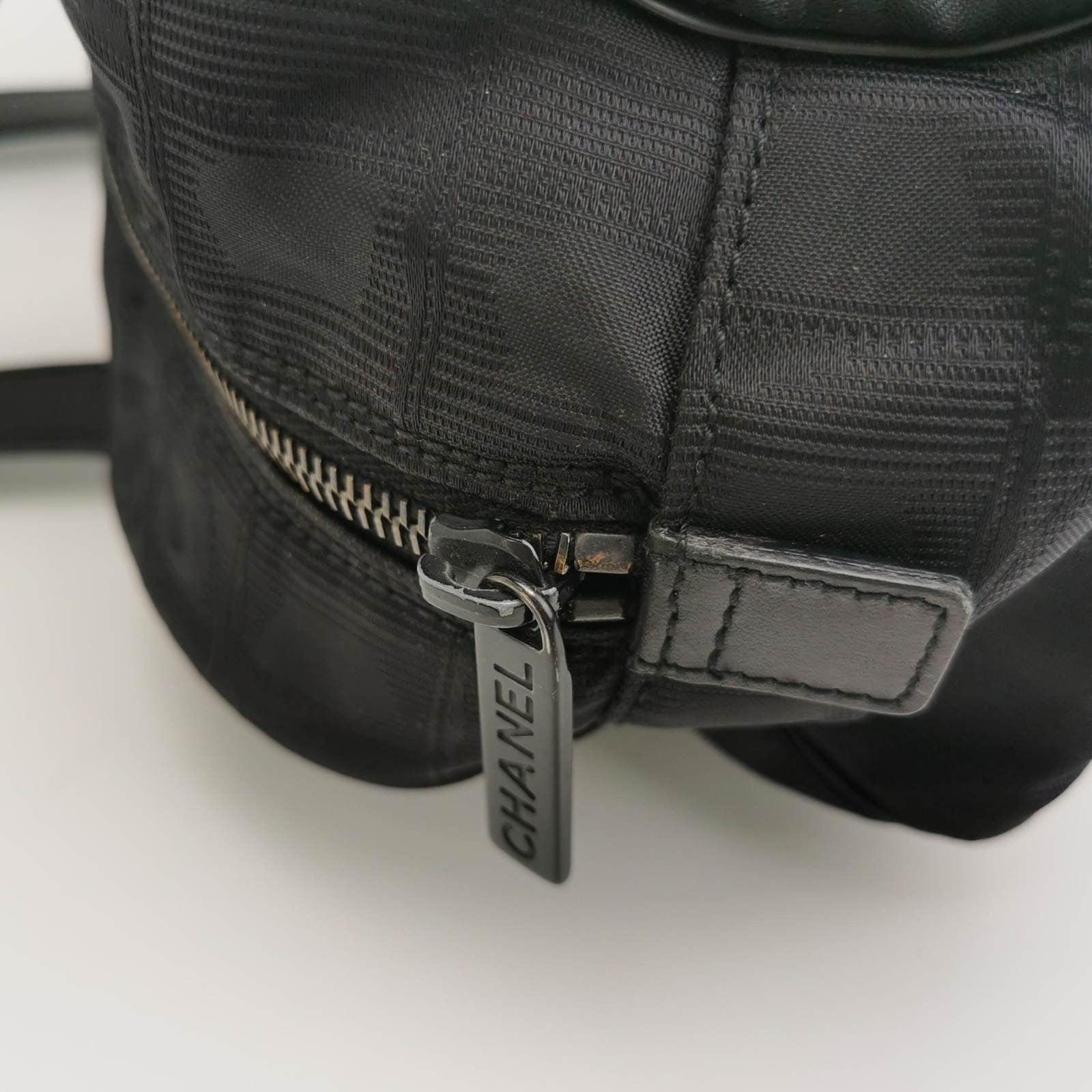Chanel Travel Line Boston /Bowling Bag 2002 -2003 Black Fabric Shoulder Bag 5