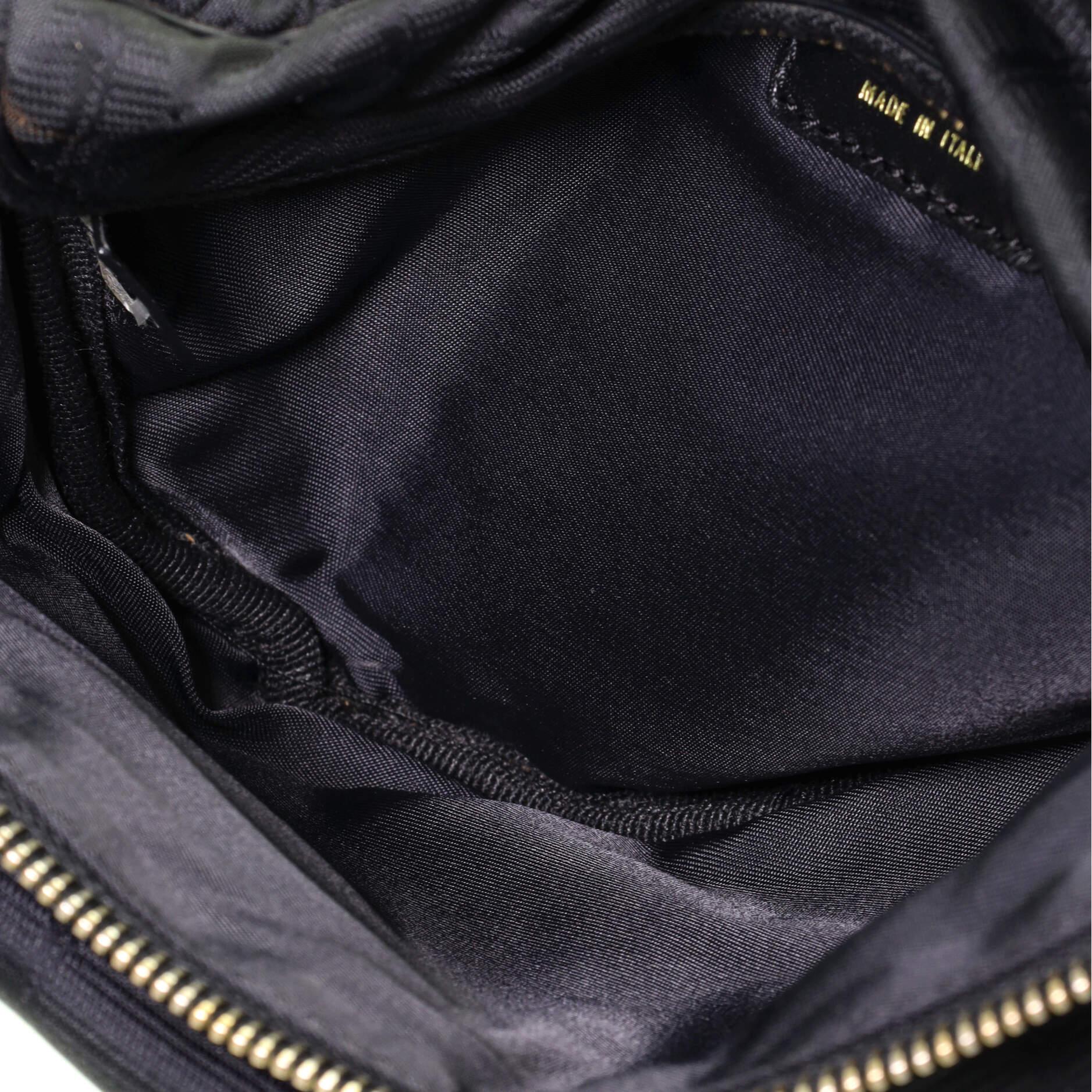 Black Chanel Travel Line Double Pocket Waist Bag Nylon Small