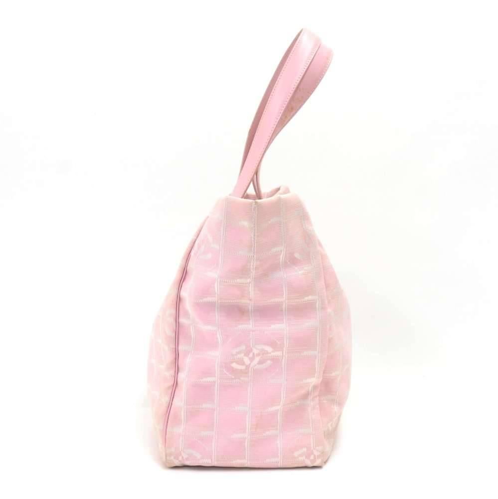 Women's Chanel Travel Line Light Pink Jacquard Nylon Large Tote Bag