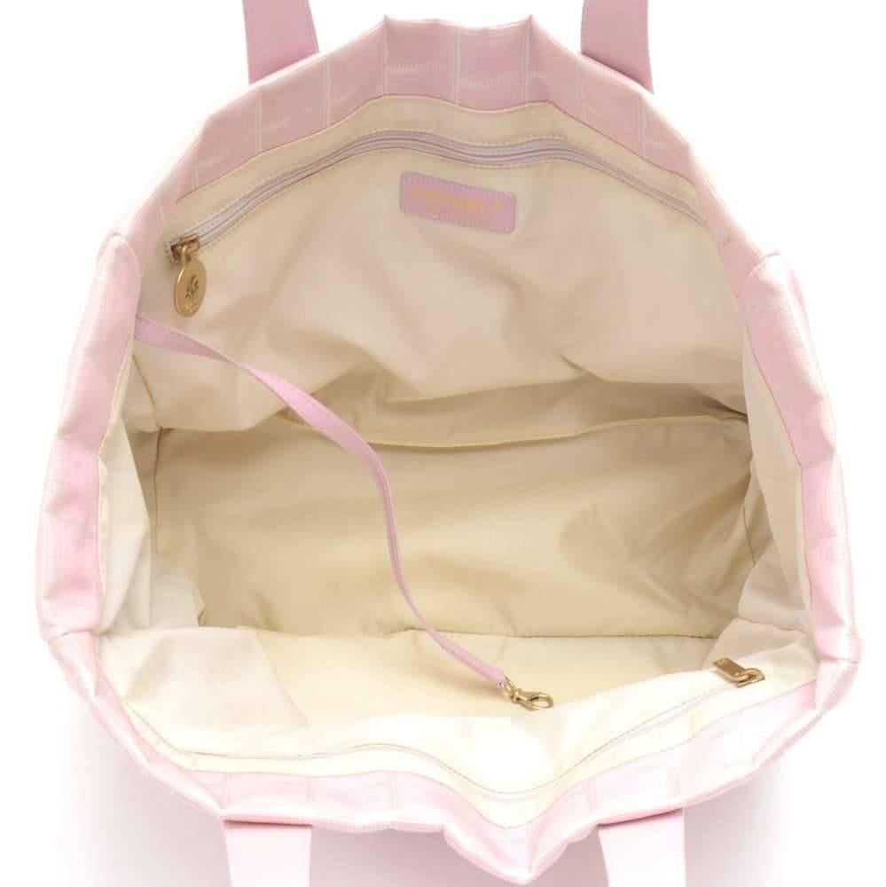Chanel Travel Line Light Pink Jacquard Nylon Large Tote Bag 5