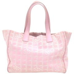 Chanel Travel Line Light Pink Jacquard Nylon Large Tote Bag