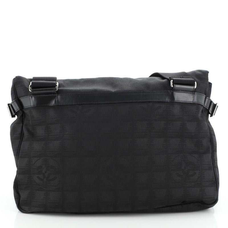 Black Chanel Travel Line Messenger Bag Nylon Large