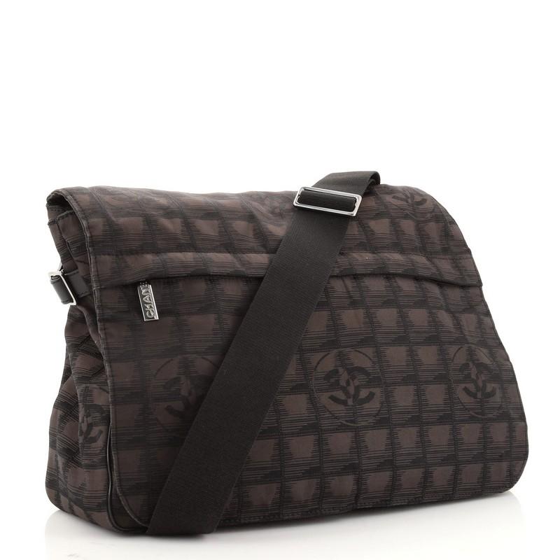 Black Chanel Travel Line Messenger Bag Nylon Large