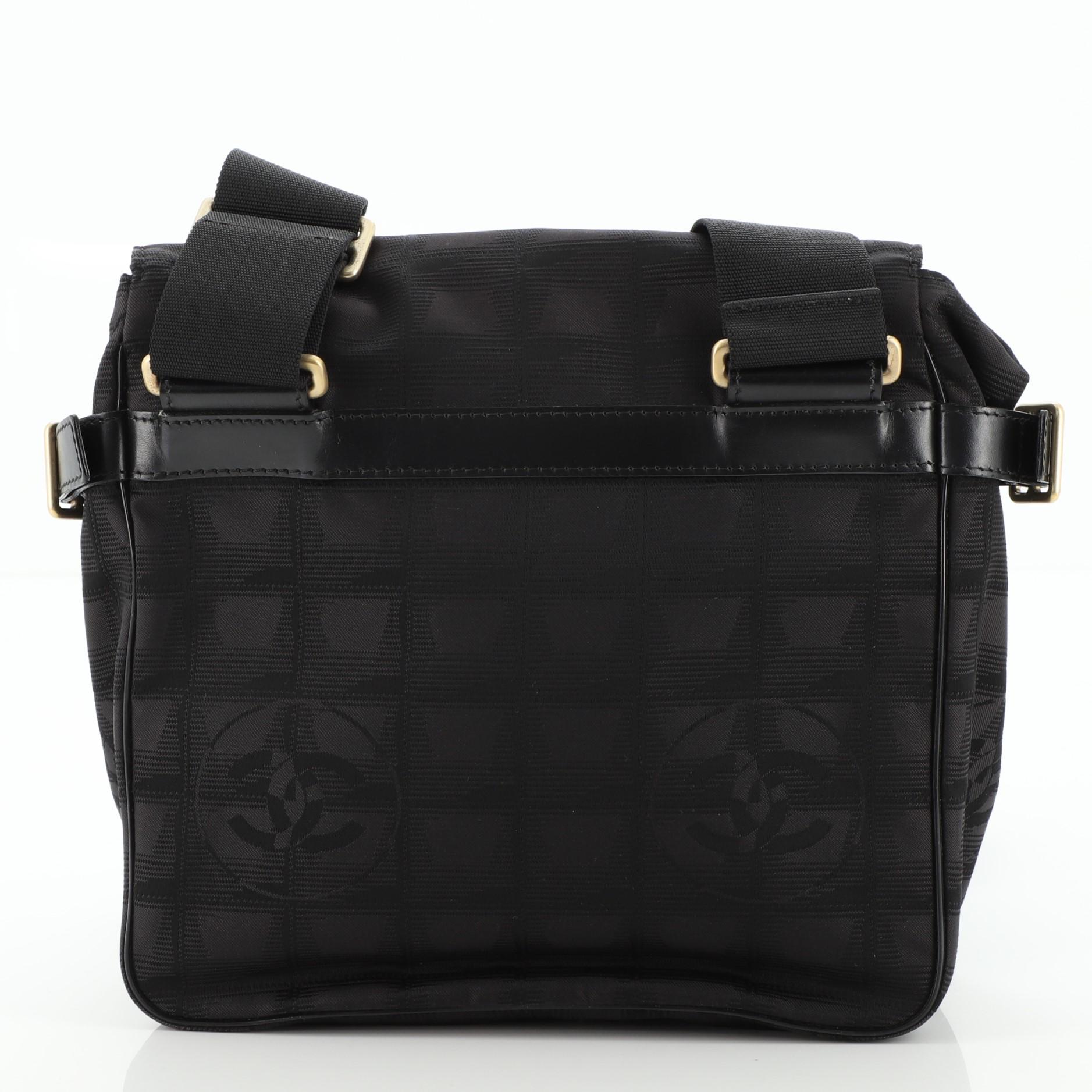 Black Chanel Travel Line Messenger Bag Nylon Mini