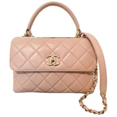 Chanel Trendy Bag Baby Pink Leather Gold Chain - Medium 