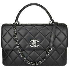 CHANEL Trendy CC Tasche Medium Schwarzes Lammleder mit Gunmetal Hardware 2017