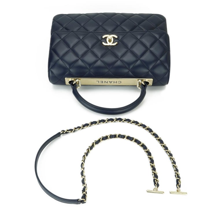 CHANEL Trendy CC Bag Medium Navy Lambskin with Light Gold Hardware 2017