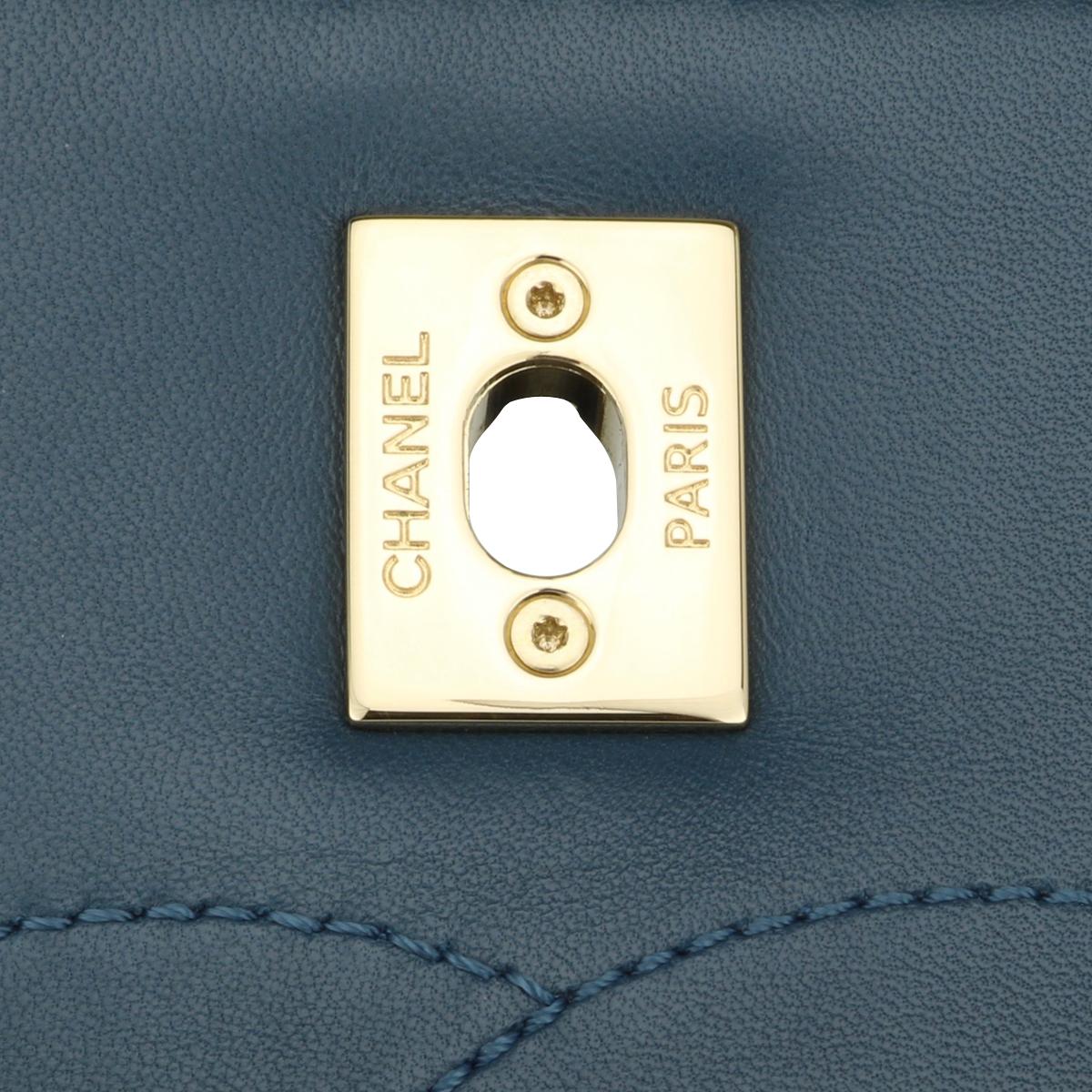 CHANEL Trendy CC Bag Small Blue Lambskin Light Gold Hardware 2017 For Sale 10